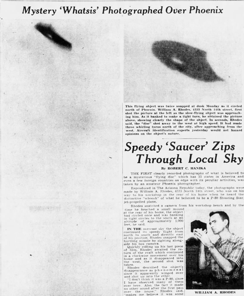 Rhodes UFO Newspaper Article